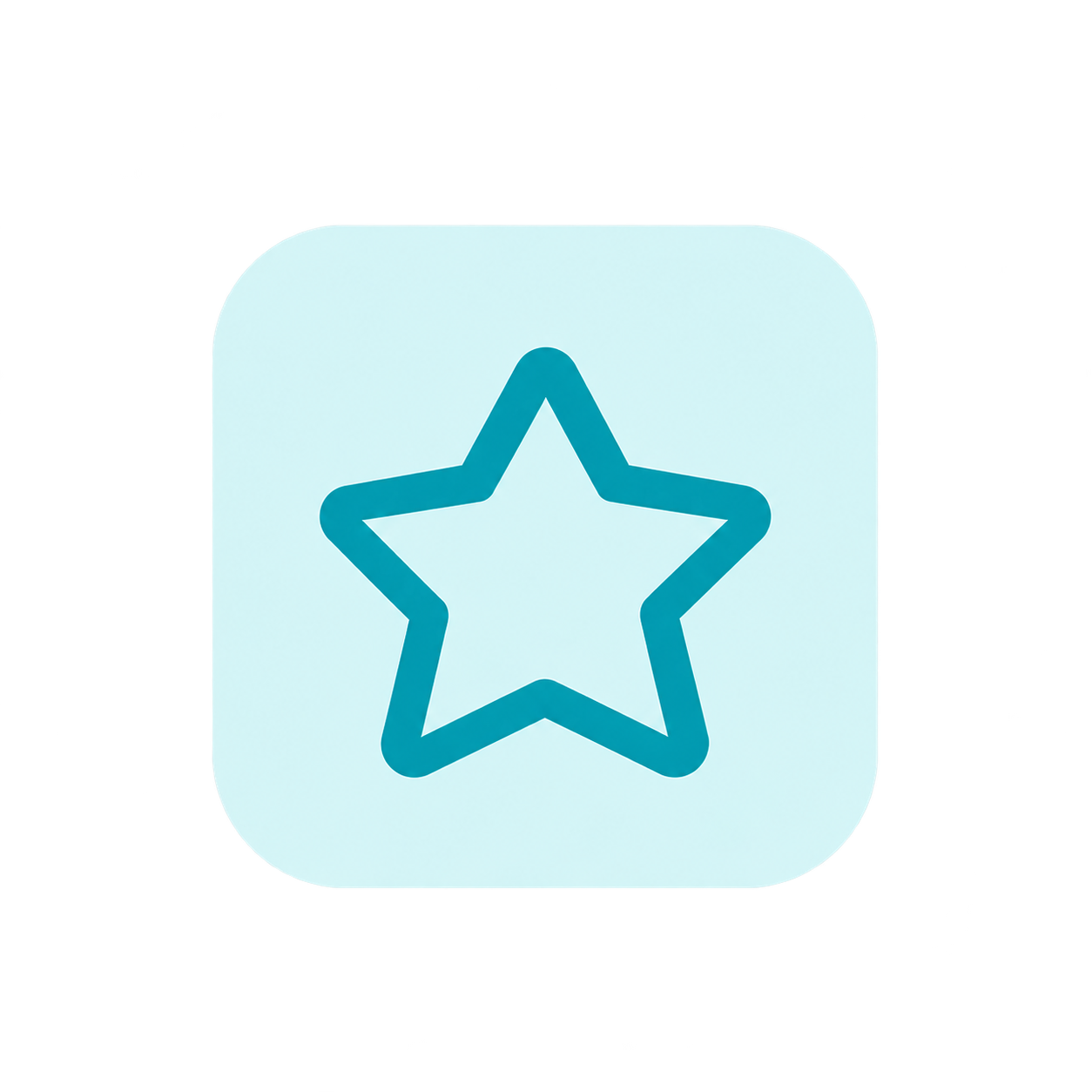 Teal Star on Aqua Rounded Square